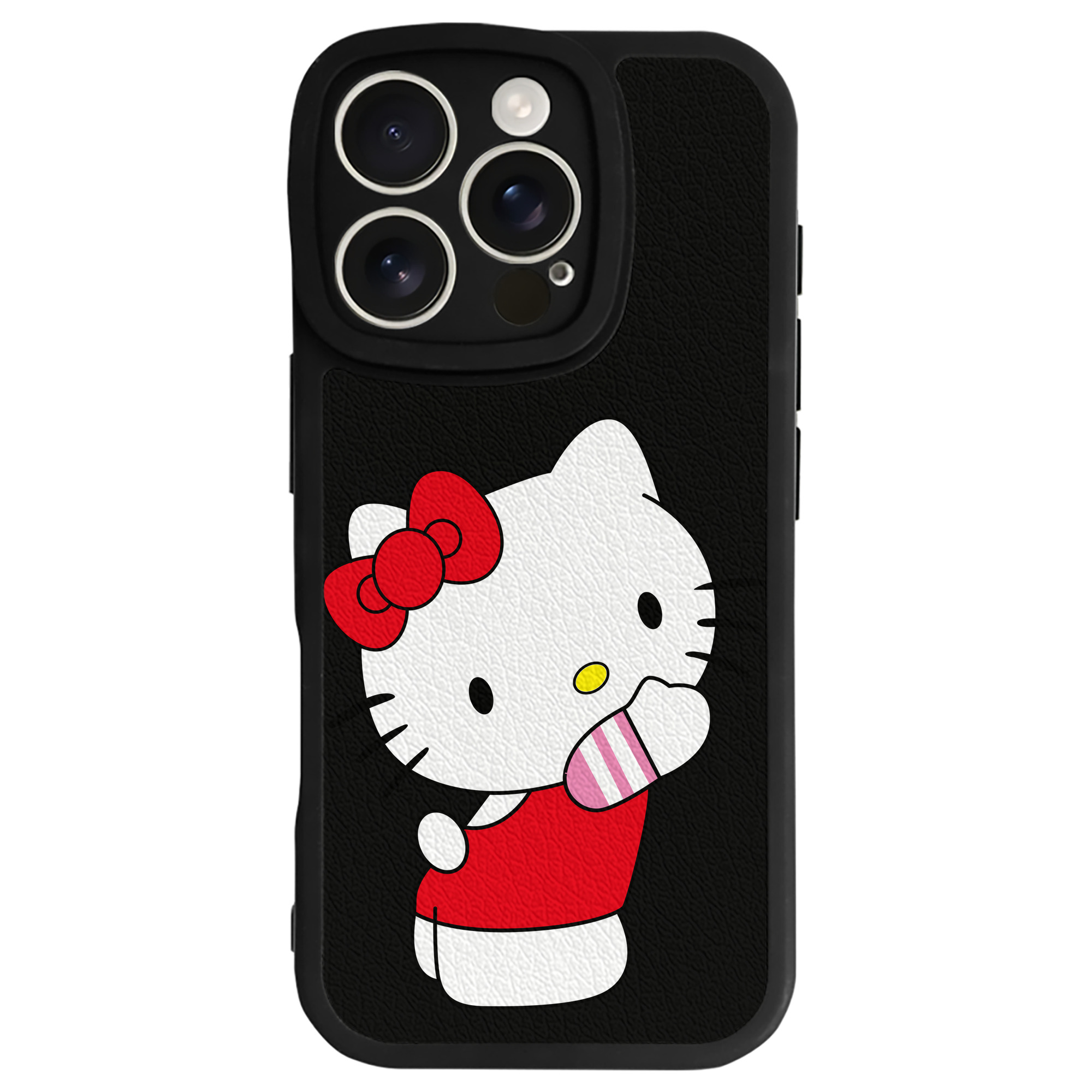 （画像用） Hello Kitty ハローキティ 【iPhone 16シリーズ対応】シリコンスマホケース（レザー調） 材質：シリコン